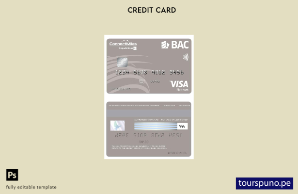 lista para imprimir plantilla de tarjeta visa platino de Nicaragua BAC Bank